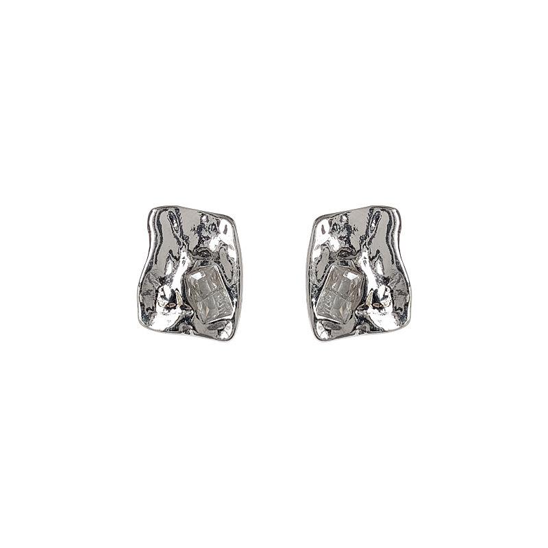 

Love & Nancy Irregular Zircon Electroplated 925 Silver Needle Earrings (2025 Design)