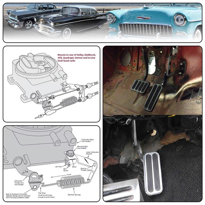 Aluminum Throttle Mount Gas Pedal w/Brake+Clutch Pad & 24"/36" Throttle Cable Bracket Spring Kit
