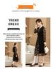Elegant Floral Ruffle Collar Midi Dress - Long-Sleeve, Fake Two-Piece, Plus Size, Spring/Autumn Fashion for Middle-Aged Women