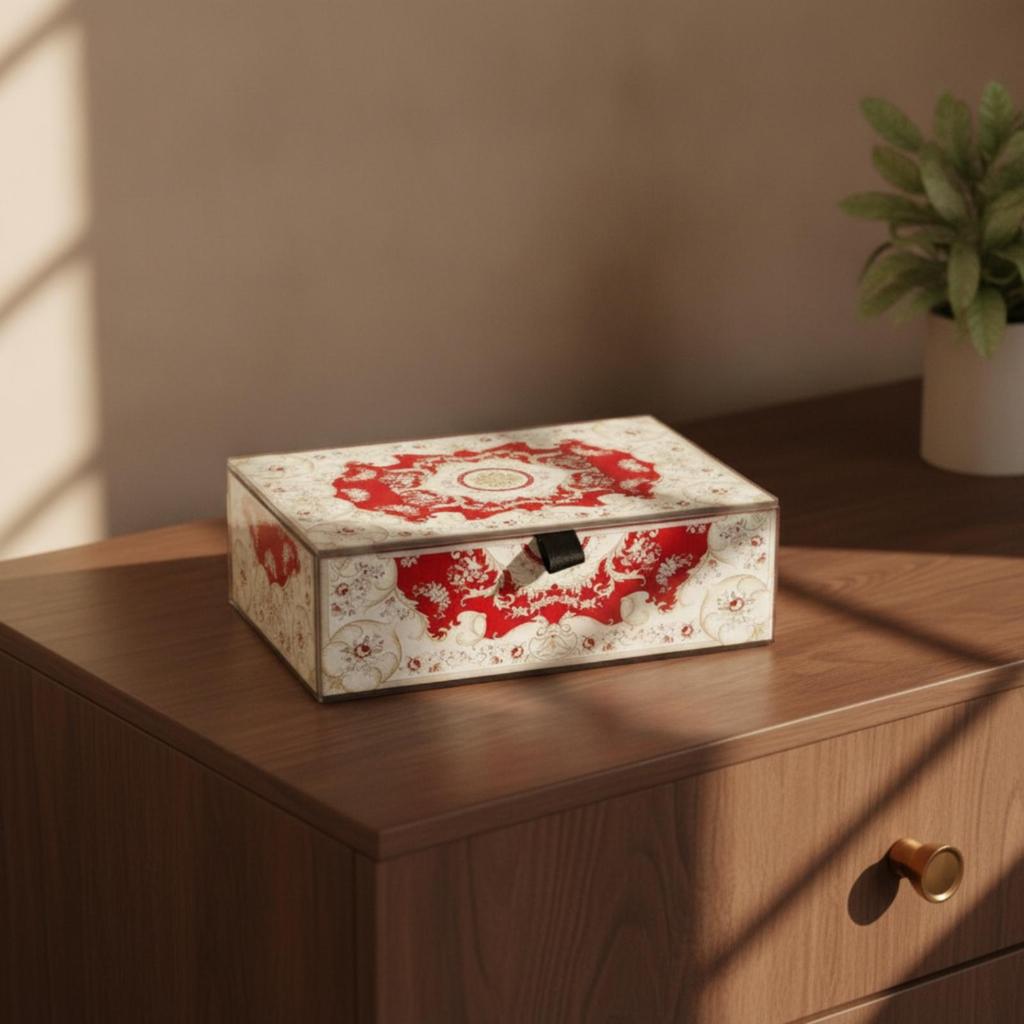 HingedLid Jewelry Slender OrganizerProfile Box with Rectangular Organizer Container for