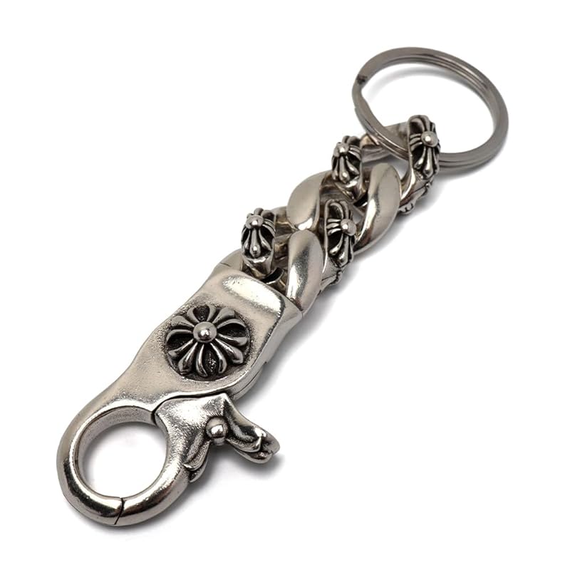 

[silver KYASYA] cross key ring key chain kihei chain key ring key hook clip cross profound Smoked style processing antique key Accessories