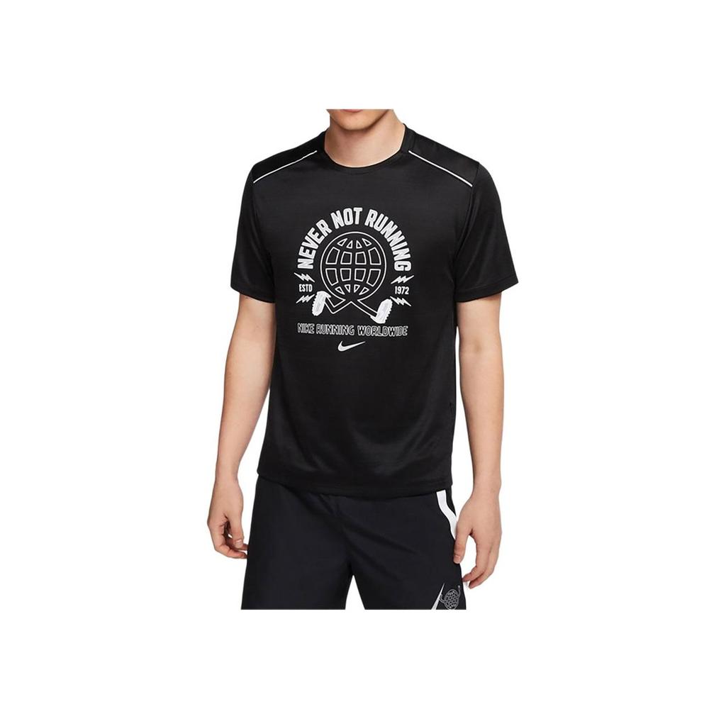 Nike Miler Wild Run Earth Spirit Print Short Sleeve T-Shirt Men Tops Black CJ5404-010