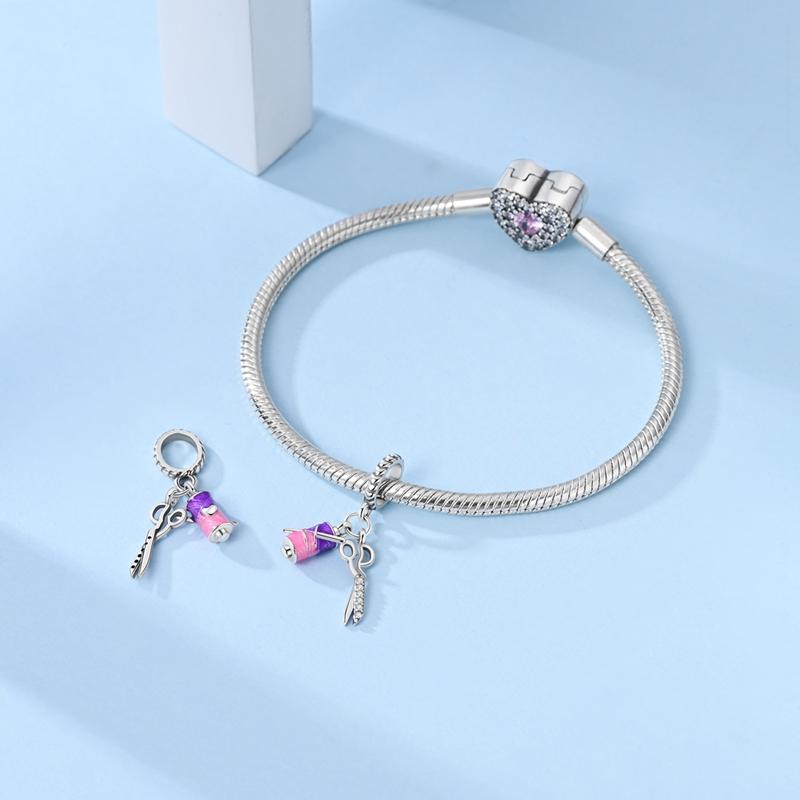 Charms Original Copper Scissors Spool Handmade Life Pendant Beads Fit Bracelet Women Jewelry Diy Gift Accessory