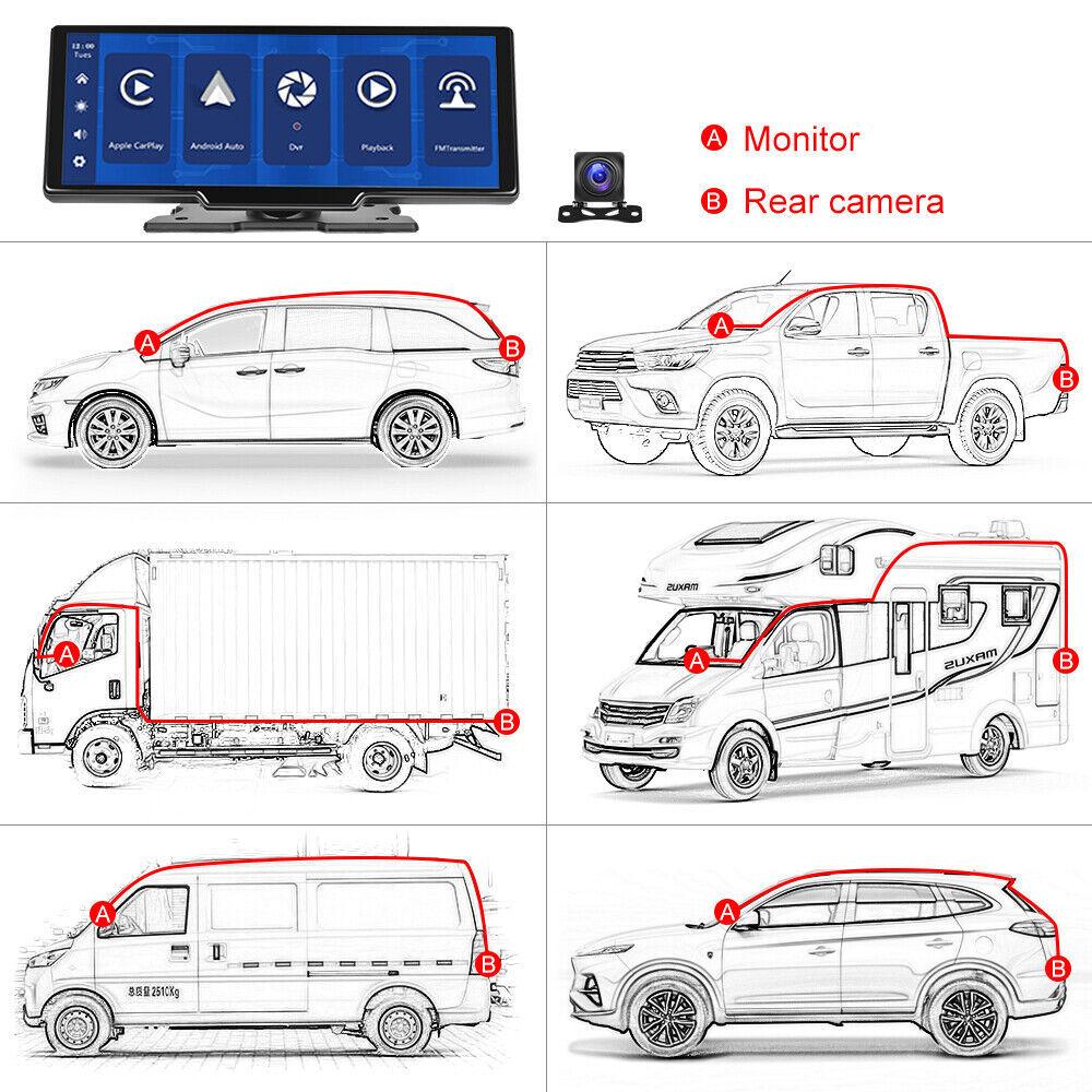 4K Ultra HD Wireless CarPlay Unit, Built-In Optical Sensor WiFi GPS Navigator + Dual Recording Vehicle Dashcam