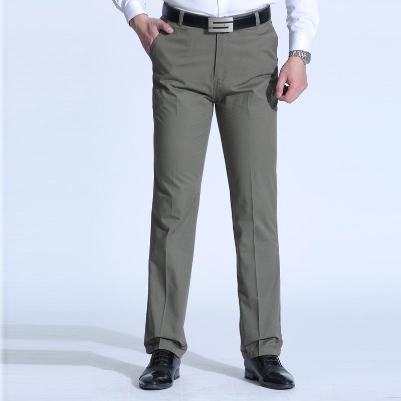 Spring and summer new half polyester half cotton middle-aged men's casual trousers loose straight business men's trousers
