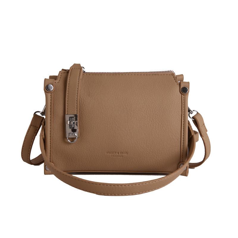 Summer new fashion soft box lock women's bag solid color casual shoulder crossbody armpit hand bag