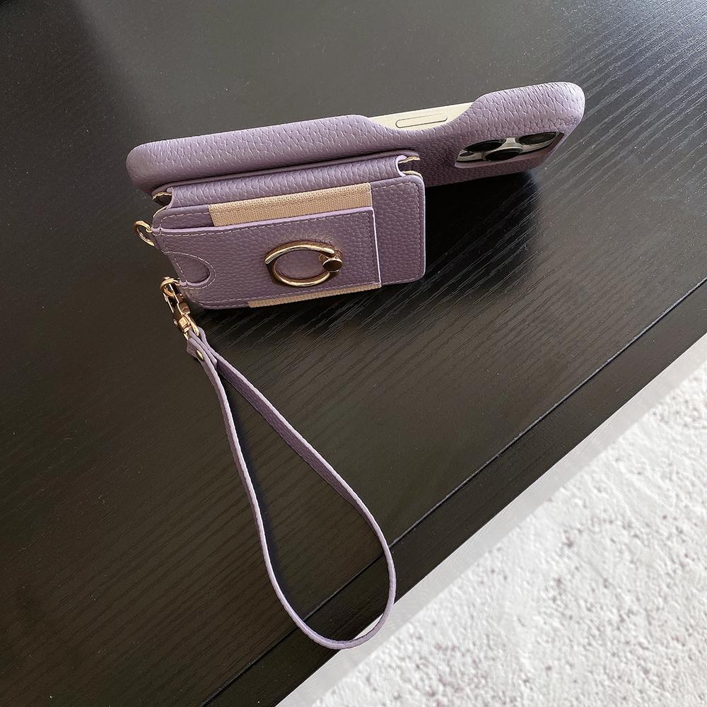 Für iPhone 16 Pro Hülle Kartenfächer Ständer PU Leder Rückseite mit Ringhalter, Handschlaufe