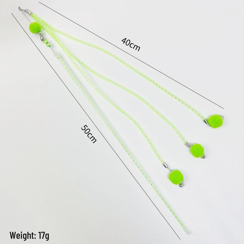 Elastic Pom-pom Cat Teaser Stick with Plush Ball and Tassel - Interactive Cat Toy