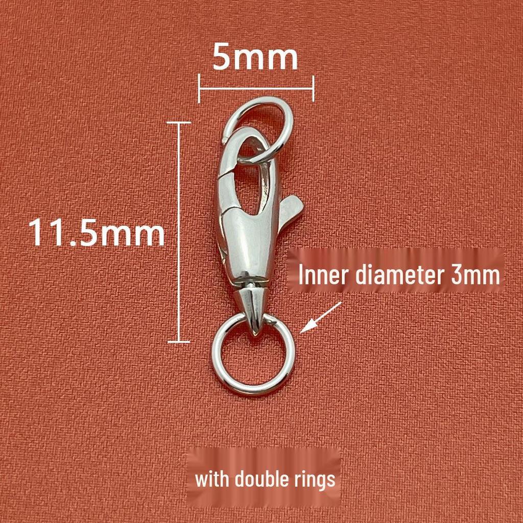 S925 Sterling Silver Square Buckle & Lobster Clasp Connector Necklace/Bracelet Joint