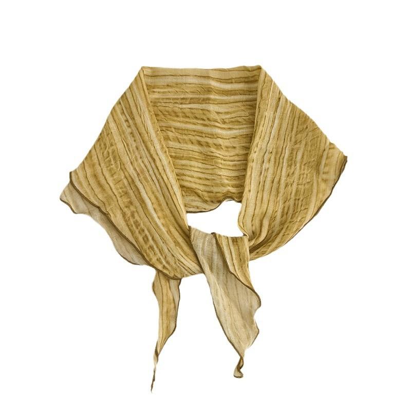 Baumwolle und Leinen Weicher Batikgestreifter Diamantförmiger Schal für Damen im Sommer, Dünner und farbenfroher Nackenschutzschal Stirnband