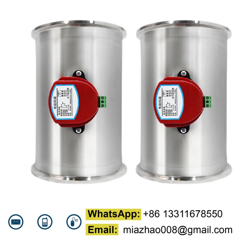 304 Stainless Steel Motorized Pneumatic Damper Valve AC220V DC12V DC24V for Hospital Lab Fresh Air HVAC System