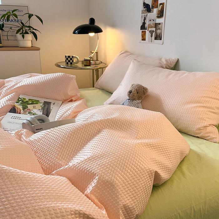 2025 New Waffle Single Quilt Cover Solid Color Skin Friendly Comforter Duvet Cover 150x200 220x240 Bedding
