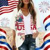 Women's Independence Day Print Cardigan, Loose-Fit Tunic, Casual Shirt