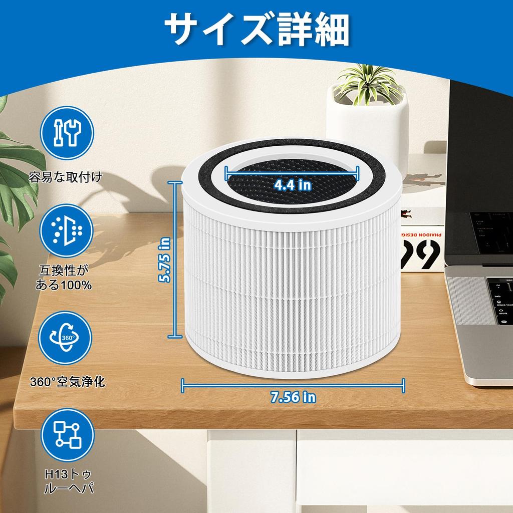 Air Purifier Core 300S Replacement Filter Core Dust Pollen Air Purifier 2 J&H 300/Core P350/Core 300-RF-JP (Sterilization, Collection, Deodorization,