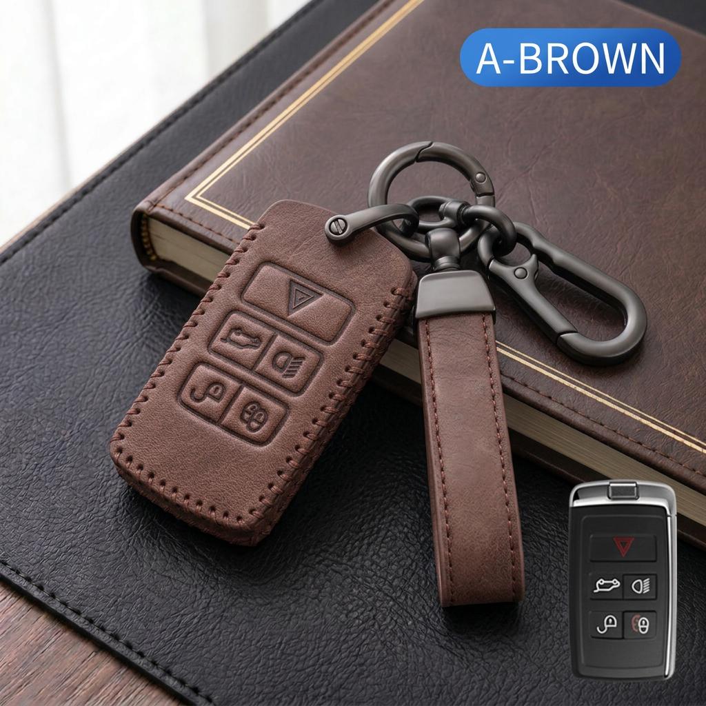Leather Car Key Cover For Land Rover Range Rover Sport Evoque Velar Vogue Discovery Sport LR4 Remote Key Fob Protective Case
