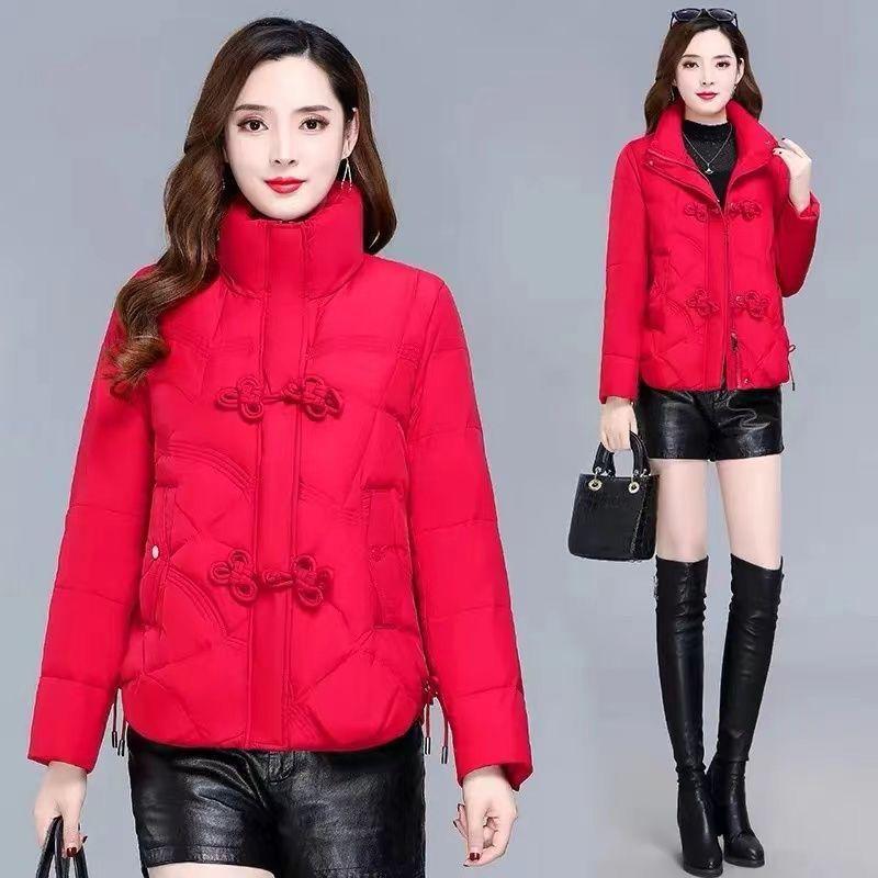Chinese Disc Buckle Down Padded Jacket, Short Fashion, Warm, Thickened Stand-up Collar Jacket, Winter Padded Jacket