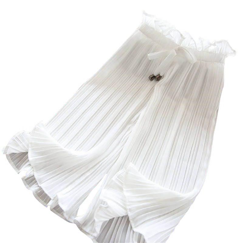 Mädchenhose mit weitem Bein und Spitzenbund, atmungsaktive Neun-Punkt-Hose für den Sommer, Freizeithose für Mädchen im Alter von 2–10 Jahren