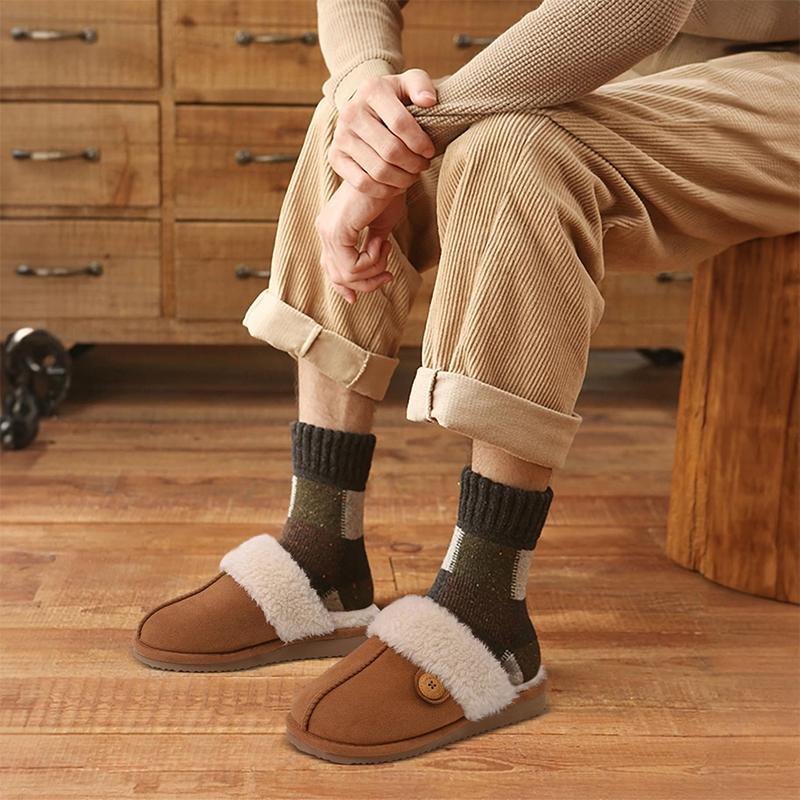 Fashion Kidmi Women's Fuzzy Slippers New Button Style Winter Fluffy Memory Foam Home Shoes Indoor And Outdoor Shoes For Woman Warm Shoes