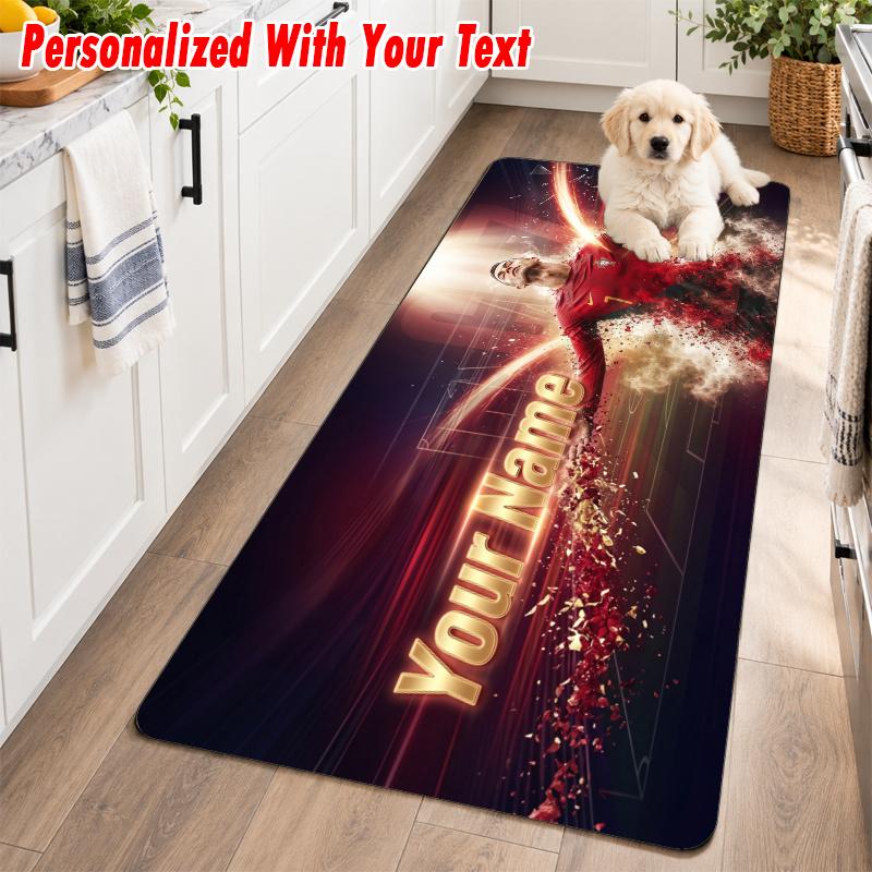 Cristiano Ronaldo Custom Name Flannel Rug Kitchen Mat Non Slip Floor Carpet Personalized Home Decor
