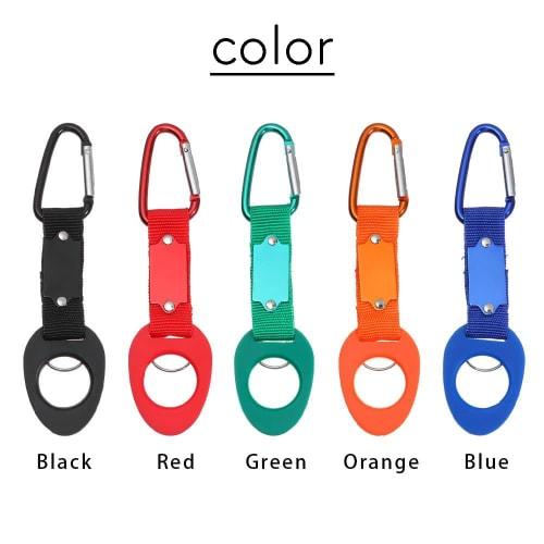 Audiophile Water Bottle Holder with Carabiner, Silicone Nylon Belt, Water Bottle Carrying Hook, Silicone Buckle, Orange, 3-Piece Set