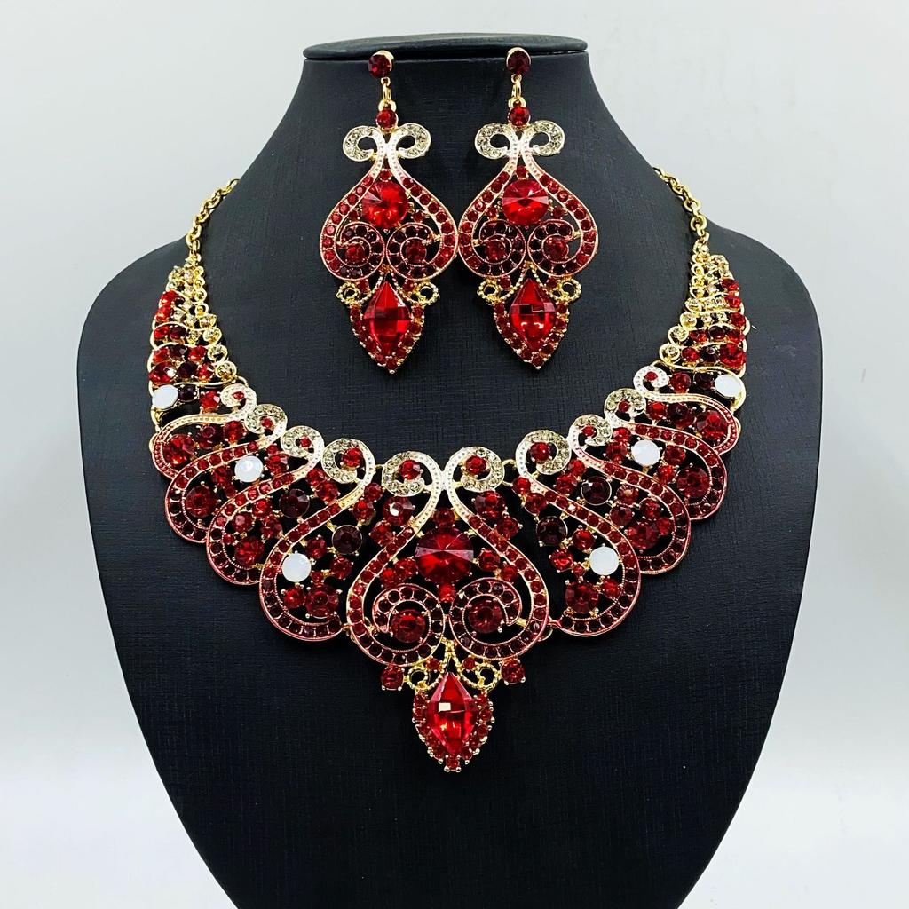 Collarbone Necklace Earrings Set Dress Party Bride Women's Jewelry Accessories
