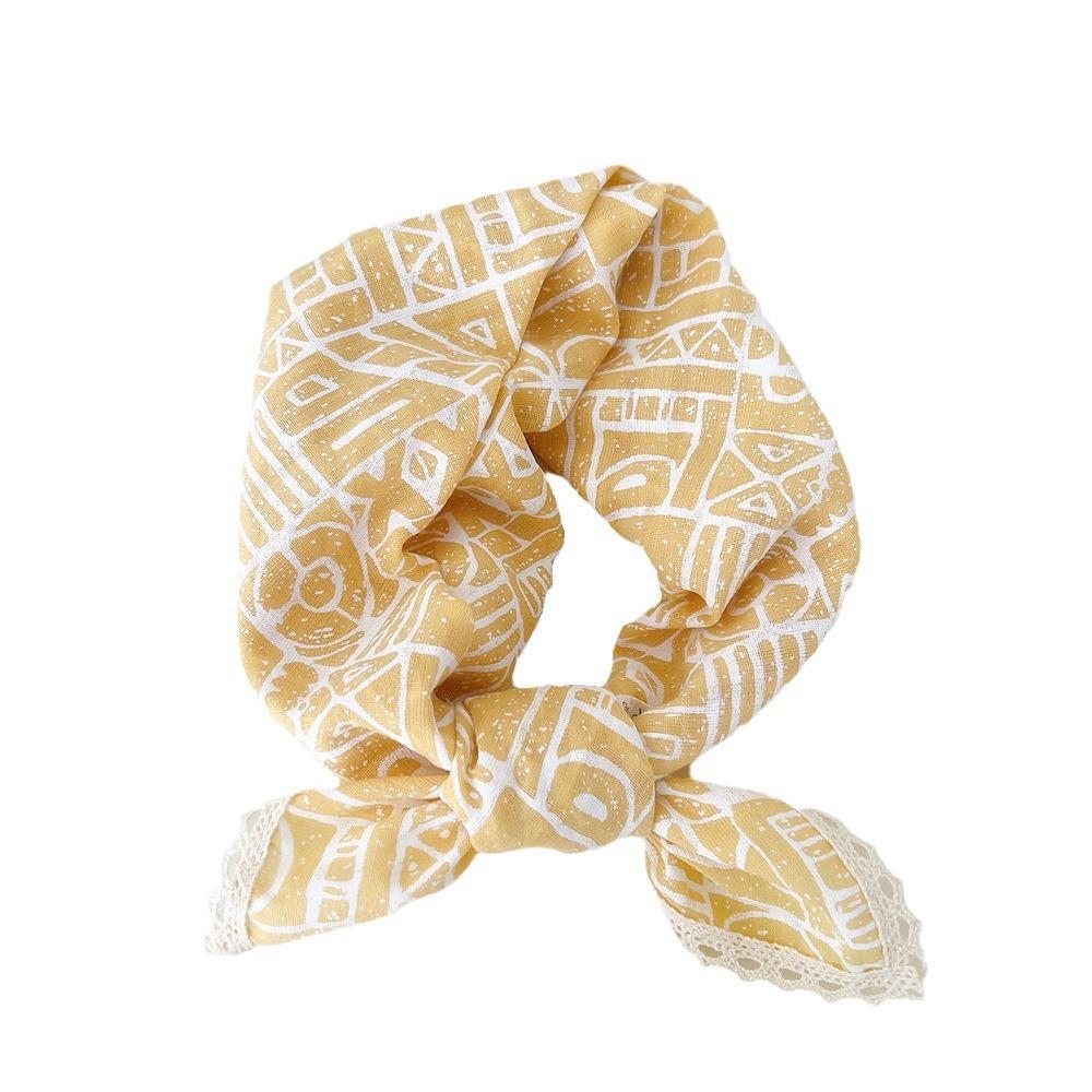 French retro cotton flower small scarf headband women's pure cotton thin bag head small scarf decorative square scarf headscarf