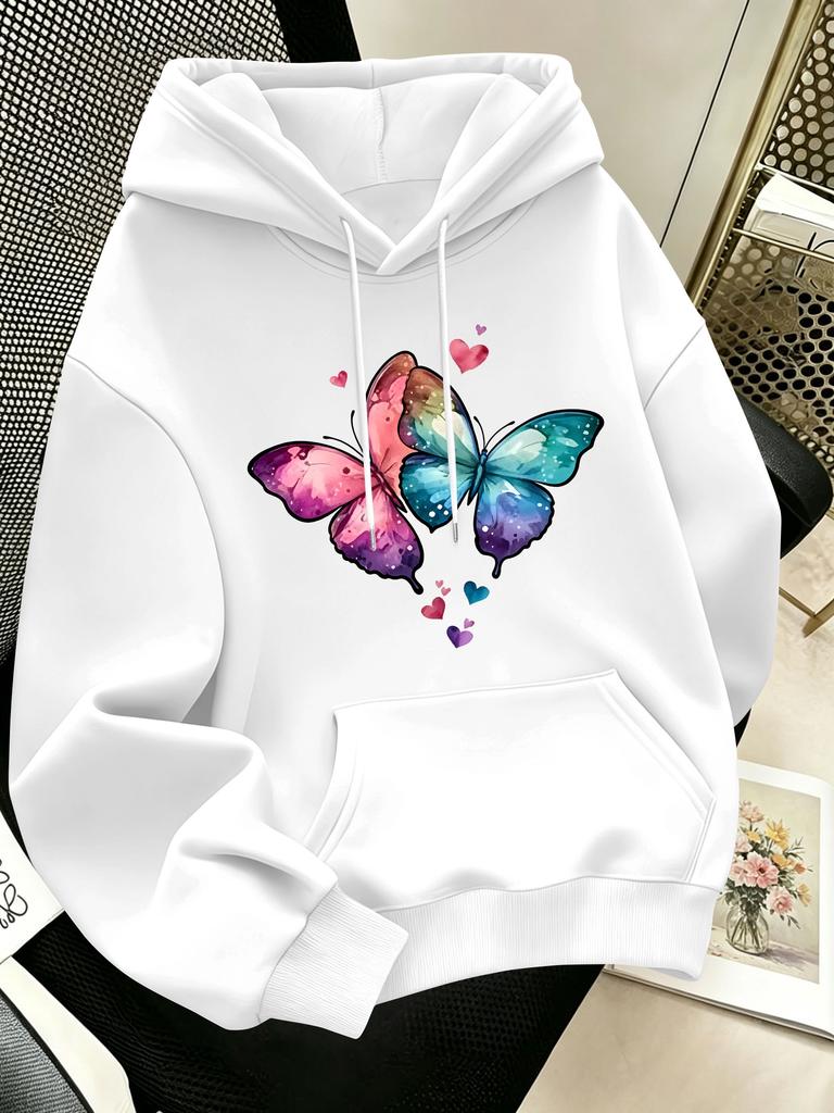 Dreamy colorful butterfly print decorated with lovely heart accents, eye‑catching graphic design