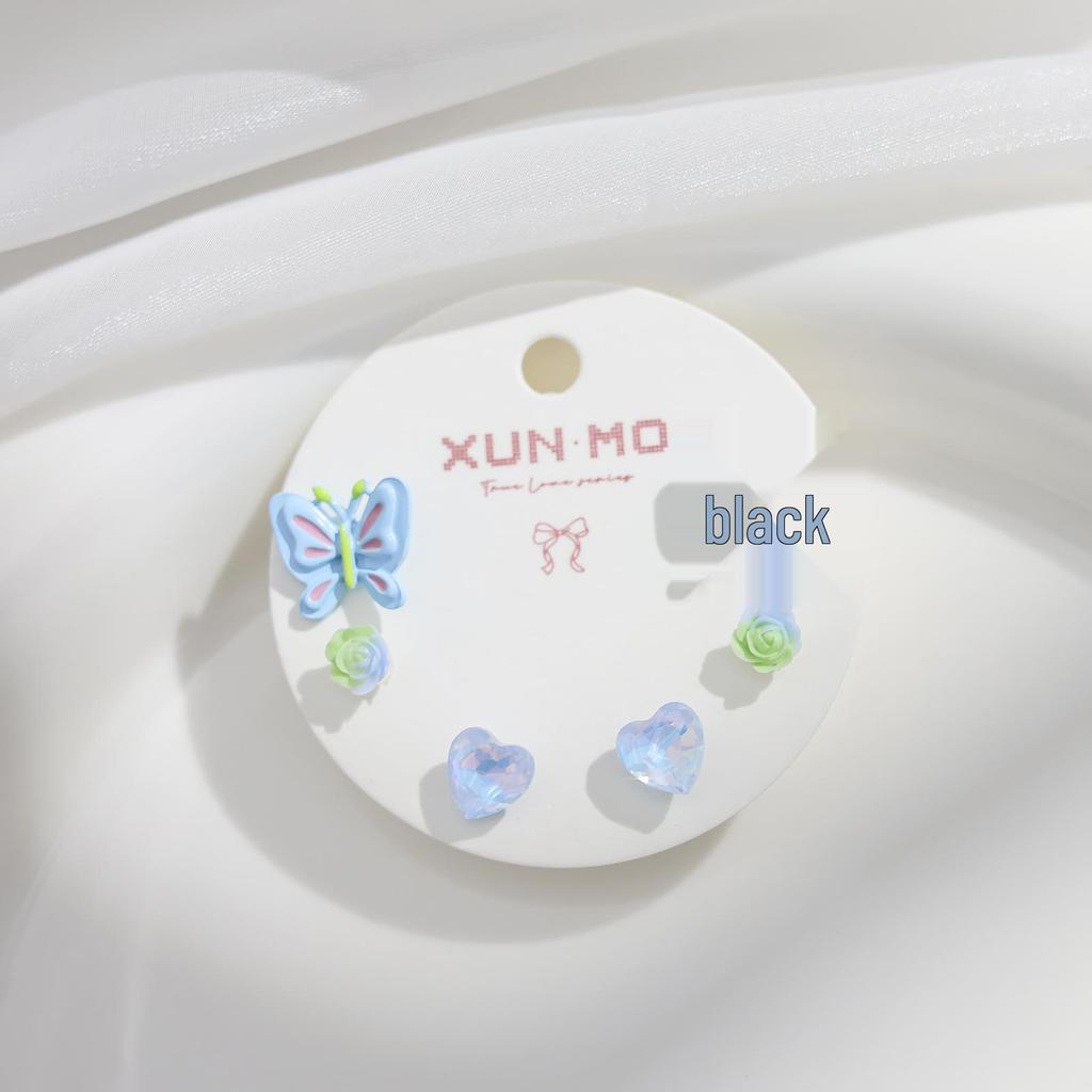 2024 New Blue Tone Silver Stud Earrings for Women