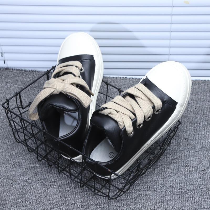 

Spring and summer new niche high street flat for men s shoes gear bottom casual leather surface black RO fat bun shoes men 39 чёрный