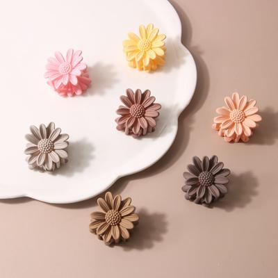 2Pcs Flower Shape Small Hair Claw Candy Color Hairpin Plastic Resin Back Head Hair Clip Daily Party Hair Accessory