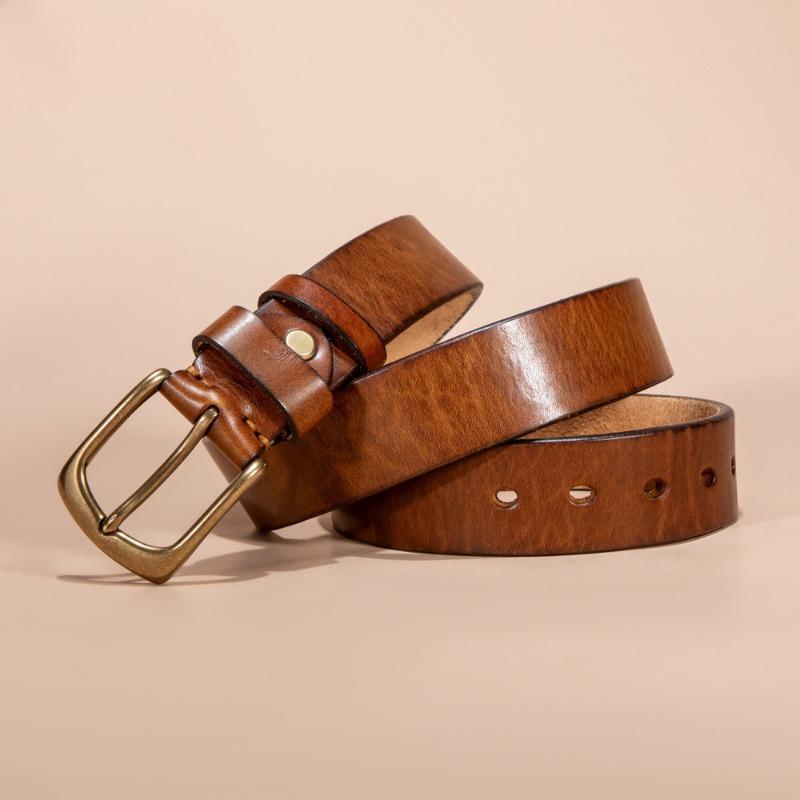 Hot First Layer Cowhide Men's Belt Scalper Leather Belt Classic Men's Versatile Pin Buckle Belt