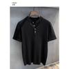 Men's Knitted Manin Collar Polo Shirt Casual Short Sleeve Textured Button Top
