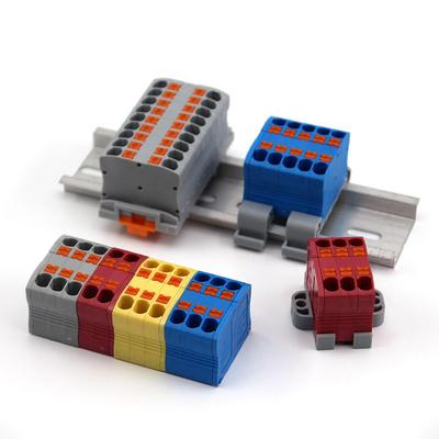 Connecteurs de fils enfichables Bornier de câble électrique Montage sur rail DIN à entrées/sorties multiples avec trou de fixation Connexion DIY épissable