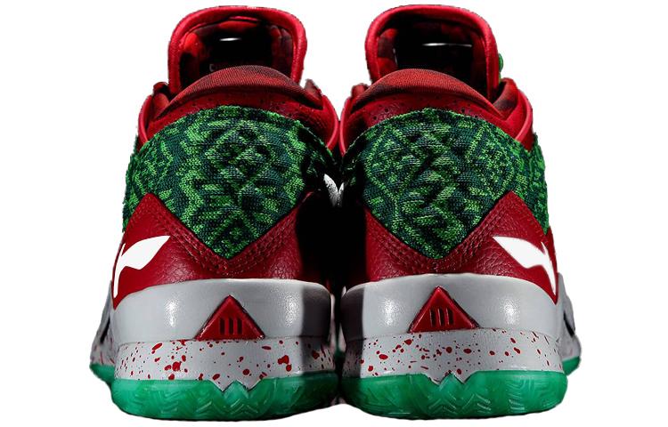 Li Ning WOW 3 Way Of Wade 3 Christmas Slip Resistant Slip Resistant Mid top Basketball Shoes Men's Green Red White ABAJ013-12