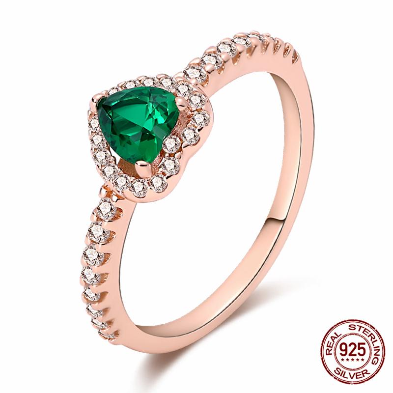 Brand New 100% Genuine 925 Silver Women's Ring Original Heart Crown Rose Gold Crystal Engagement Ring Wedding Anniversary Jewelr