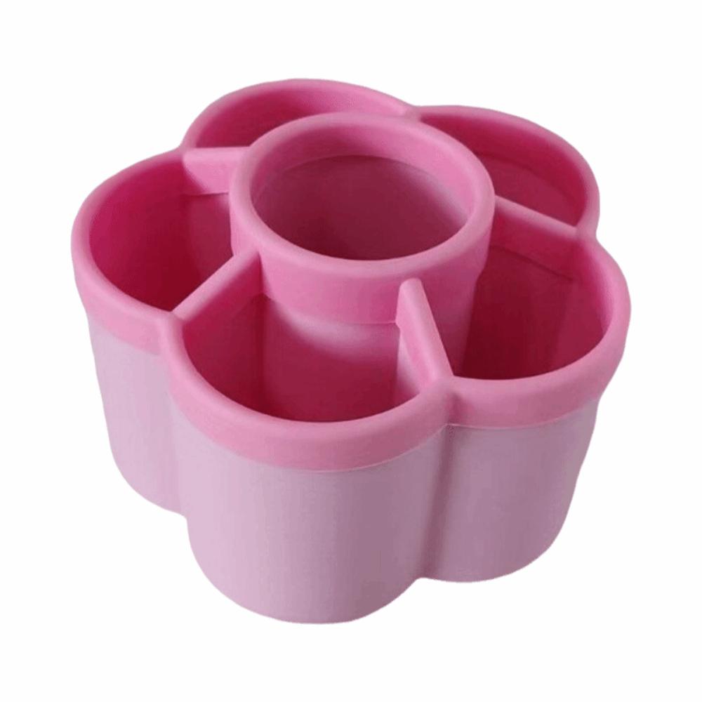 Large Capacity Pencil Box Rotatable Makeup Brush Holder Desktop Organizer Study Accessories розовый