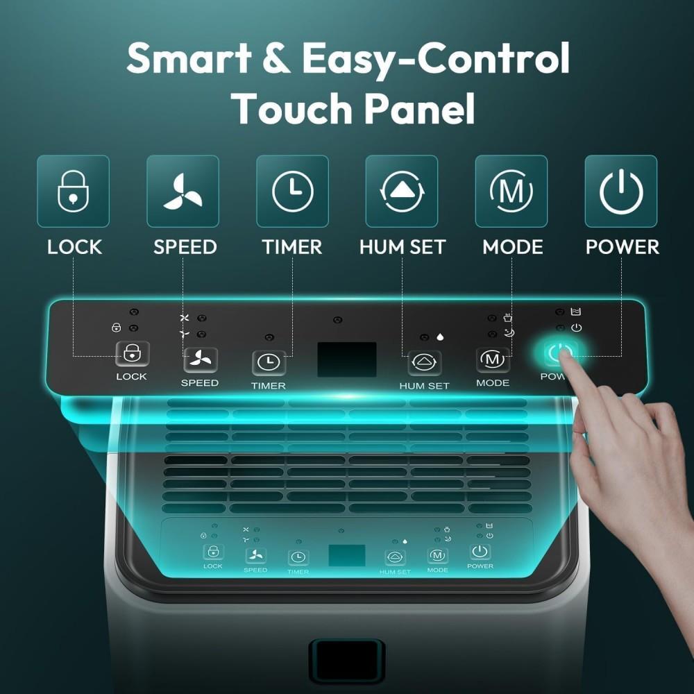 HUMILABS OL12-BD023F 12L Dehumidifier with Humidity Indicator Lights, 2L Water Tank, 24H Timer, 3 Modes, Coverage Area 15-25m²