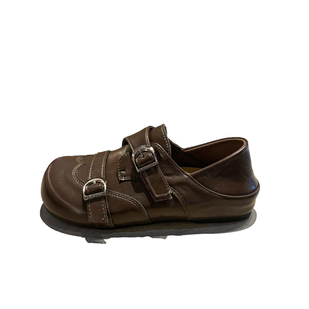 Loafers Women's Versatile Autumn New Retro British Style Casual Buckle Small Leather Shoes Tide