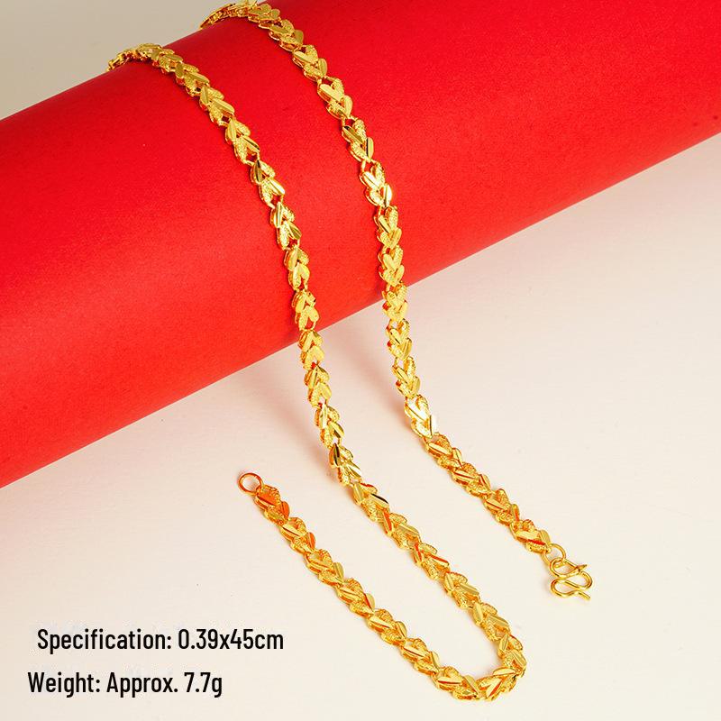 Elegant Sand Gold Clavicle Pendant Necklace for Women - High-End Imitation Gold Chain 