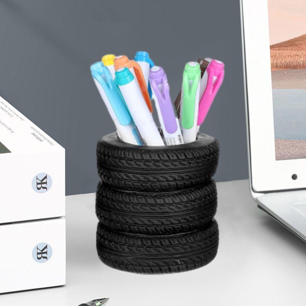 Stationery Storage Tire Shaped Pen Holder Car Tyre Design Box Pencil Holder  School Supplies