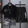 Men's New Summer Suit Casual Splicing Round Neck Half Sleeve Sports Plus Size Men's Clothing