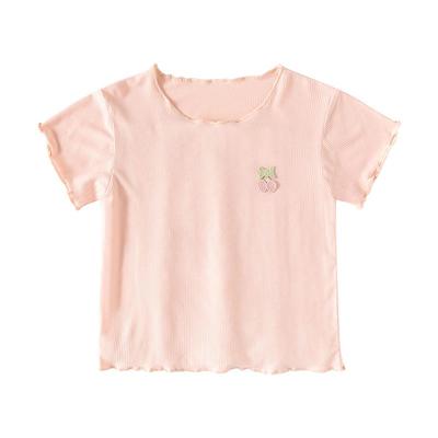 Rosa Kurzarm-T-Shirt für Mädchen, Alter 1-5 - Rundhalsausschnitt, Hohe Elastizität, Vielseitiges Sommer-Oberteil