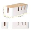 Cable Management Box with Bamboo Lid 7 Holes Plug Board Organizer Multi-functional Plastic Power Cord Stripe Storage Tidy Box