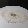 Retro European Oval Lace Embroidered Coaster Bedroom Study Kitchen Cup Table Mat Food Fruit Plate Cover Cloth Christmas Decor