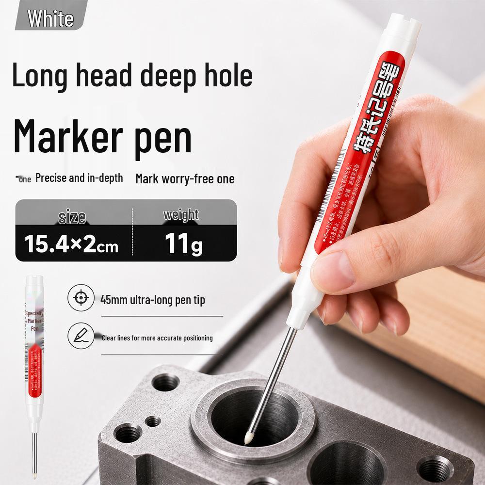 45mm Deep Hole Marker Pen for Woodworking & Metalworking - Multi-Color, Long Tip, Waterproof, Oil-Based, with Scale.