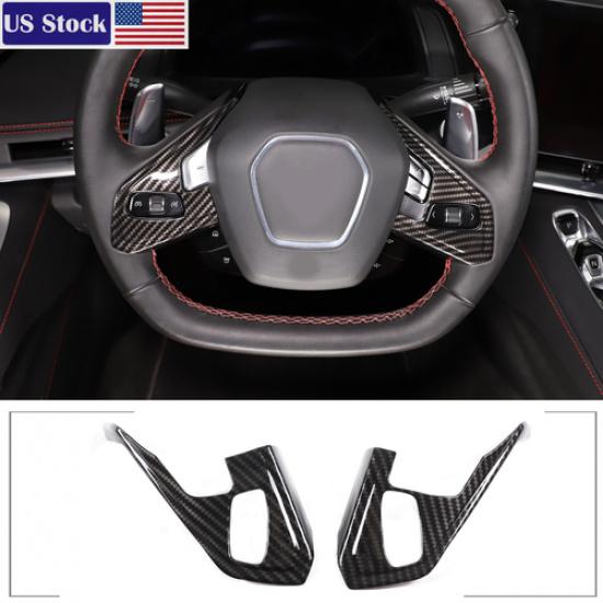 ABS Carbon Fiber Interior Steering Wheel Cover Trim For Corvette C8 2/3LT 20+ US
