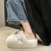 Wear Thick Cotton Mop Home Soft Bottom 2025 Semi-non-slip Autumn and Winter Pregnant Women Bag Head Bottom Black New Fluffy Slippers Women