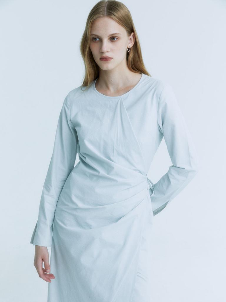 MUSEE Nu Victoria Draped Layered Wrap Detail Dress_Light Mint
