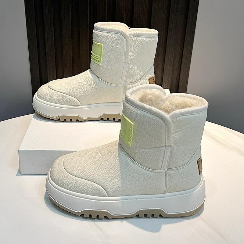 Leather Bread Non-slip Snow Boots, Children's Winter Thick-soled Velvet Thickened Warm Short Cotton Shoes
