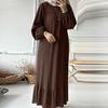 Women Dress Round Neck Puff Long Sleeve Loose Fit Maxi Dress with Layered Ruffle Hem Puff Sleeves Holiday Wear